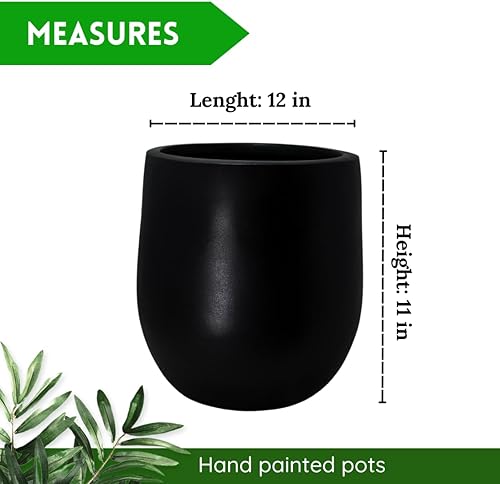 Miniatura 2 de Elly Décor Macetero cónico de fibra de 12 pulgadas, diseño cónico liso, maceta de jardín ligera y duradera para patio, interior y exterior, 11 x 12