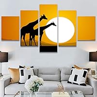 SIGNWIN 5 Panel Canvas Wall Art Modern Art Animals Dramatic Farmhouse/Country Lion Multicolor Photography Tiger for Home Decorations Ready to Hang - 60