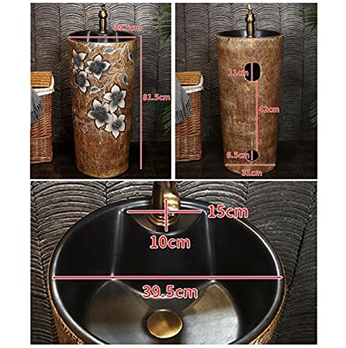 Yrra Modern Ceramic Bathroom Basin Sink With Full Pedestal And One Tap Hole Round Freestanding Sink Ceramic Basin Sink And Pedestal Bathroom,K #TOP4