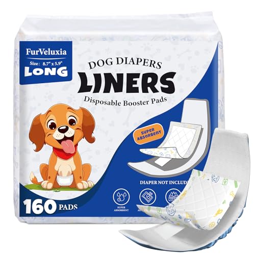 Image of Dog Diaper Liners for Male and Female Dogs(160ct), Super Absorbent Disposable Dog Diaper Booster Pads Inserts fit Most Reusable and Washable Pet Belly Band, Wraps