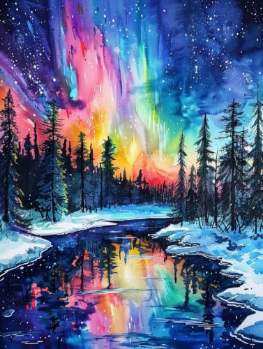 Pintar por Números Adultos Aurora: Decora tu Salón sin Saber Dibujar con este Lienzo 80x100cm