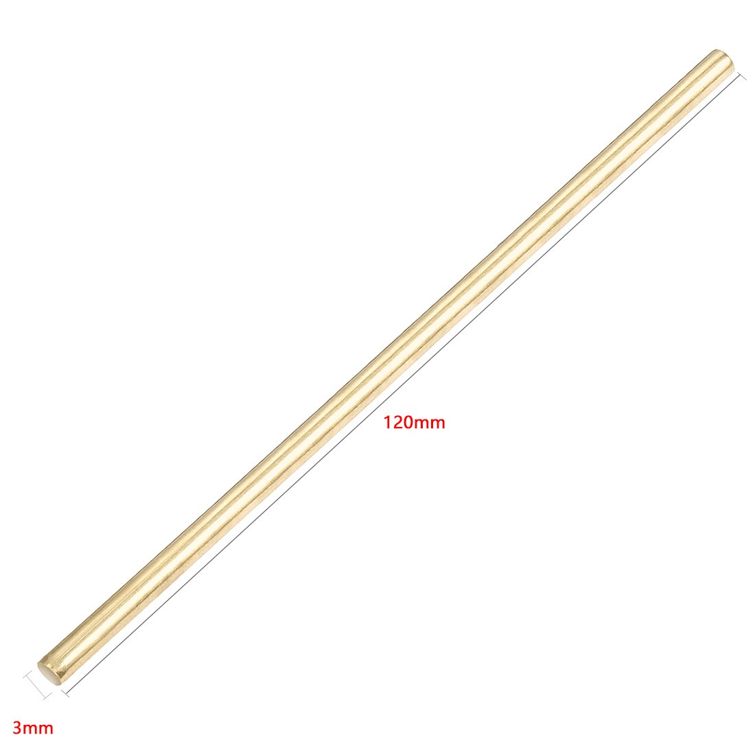 Aexit 3mm Dia Electrical equipment 120mm Length Copper Solid Round Shaft Rod for RC DIY Model Car