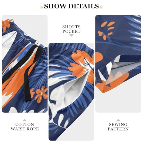 Men's Short Pajama Bottoms Surfboard Palm Tree Floral Home Casual Sleep Pants3