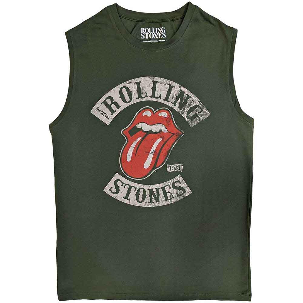 Rock Off Women's Green The Rolling Stones - Tour 78 - Tank T-Shirt - Cotton - Size S - Officially Licensed Merch