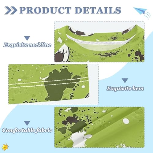 Boys Short Sleeve T-Shirts Green Soccer Ball Rashguard Kids Swim Shirts Sun UPF 50+3