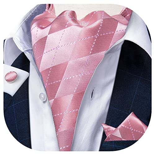 Image of DiBanGu 3PCS Ascot Ties for Men Wedding Jacquard Woven Silk Ascot Cravat for Men Cravat Tie and Pocket Square Set