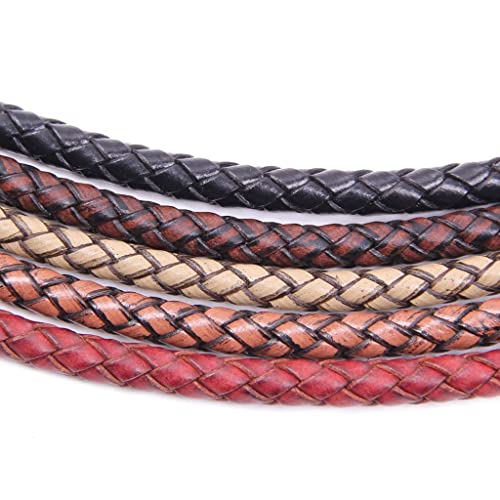 Cordón de cuero legítimo trenzado de 4mm para fabricación de joyas de alta resistencia 7