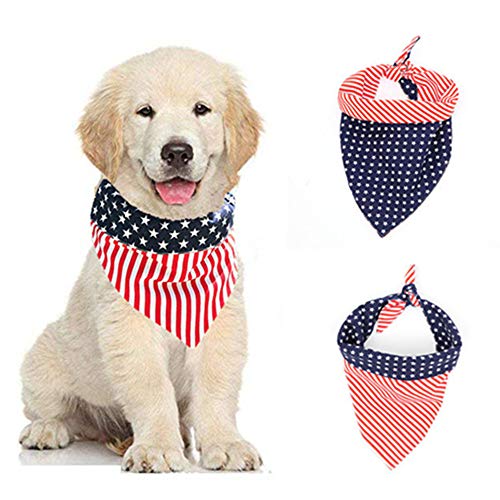 Orgrimmar American Flag Dog Bandanas Bibs Triangle Scarfs Washable Cat Pet Collar Large Bandana Puppy Kerchief for 4th of July Independence Day Dog Neck Bandana