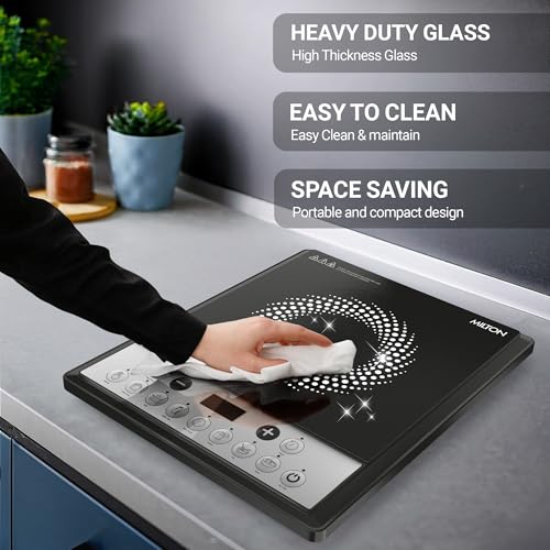Image of Milton Euroline Elio 16.0 Portable 1600 W Induction Cooktop | LED Display Panel, 5KV Surge Protection | Timer & Preset Menu Functions | Soft Touch Buttons | Fast Cooking | 3-Year Warranty on Coil