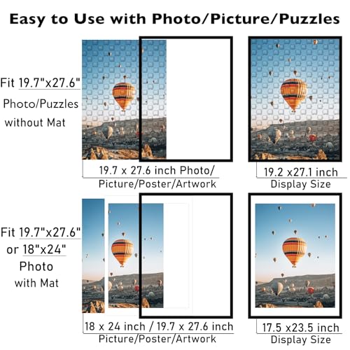Image of JCJMY 19.7x27.6 Puzzles Frame for 50x70 cm Puzzle Poster Photo Picture, Display 18x24 with Mat or 19.7 x 27.6 without, Wall Hanging 19.7 by 27.6 inch 1000 Pieces Puzzles Frame, Black