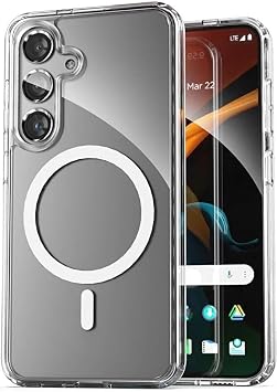 GGM GİYİM & AKSESUAR Samsung Galaxy S25 Fe için Magsafe ile Uyumlu Arka Kısmı Şeffaf Kenarları Silikon Yapılı Güçlendirilmiş Mıknatıslı Wireless Kablosuz Şarj Destekli Kılıf (S25 Fe)