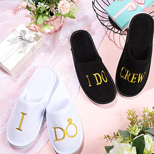 7 Pairs Bride I Do Slippers for Wedding Party - Personalized White Slippers for Bride & Bridesmaid Proposal Box Tribe Gifts4