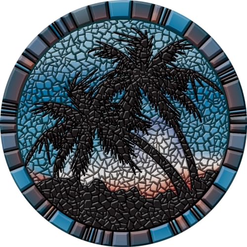 Blue Palm Trees Tile Border Poolmat - 29" - Works
