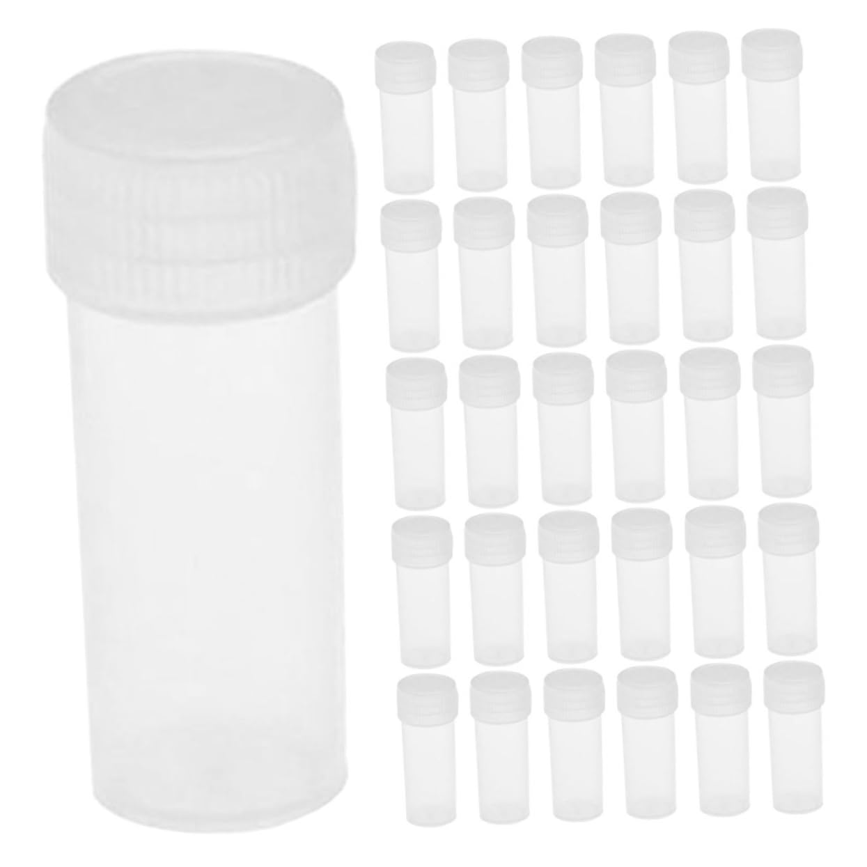 SOLUSTRE 100pcs Lab Test Tube Bottles Caps 5ml Plastic Sample Bottles Refillable Dispensing Bottles Organized Storage