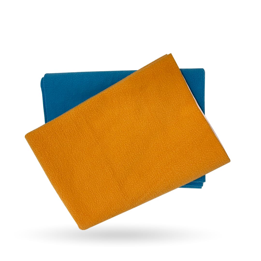 Kridlo Instadry Anti-Piling Fleece Sheets for Newborns | Quick-Dry, Reusable Waterproof Cot Sheet | Large 100 x 80 cm | Pack of 2 (Blue & Peach) | Extra Absorbent Bed Protector for Baby's Mattress