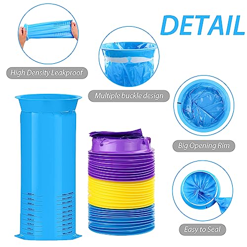 15 peças de sacos de vômito descartáveis, sacos de emese de alta densidade de 1000 ml, resistentes a