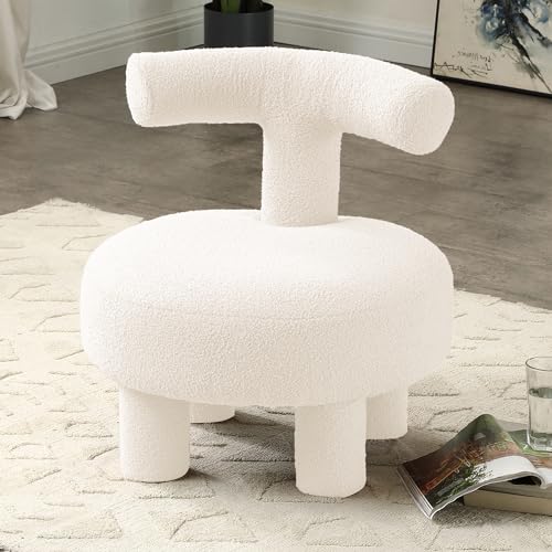 Image of CuisinSmart Reading Chair for Kids,24.4" Modern Accent Chair,Cute Vanity Chair,White Boucle Accent Chair for Living Room Bedroom Small Spaces,Kids Furniture,Home Decorative