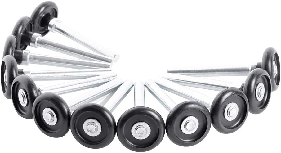 HOME MASTER HARDWARE 1-3/4" Nylon Garage Door Rollers with 4" Stems, No Bearings, Zinc Plated 12 Pack