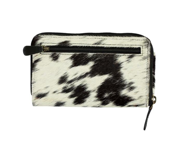 Myra Bag Western Leather Handheld Wallet for Women - Front Flap Hair On Clutch