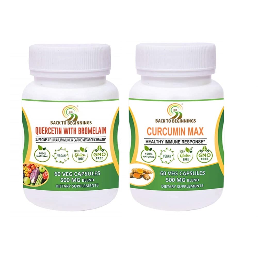 BB Back To Beginnings Complete Wellness Quercetin With Bromelain And Curcumin Max | 500 Mg Blend | Combo Pack-(120 Veg Capsules)
