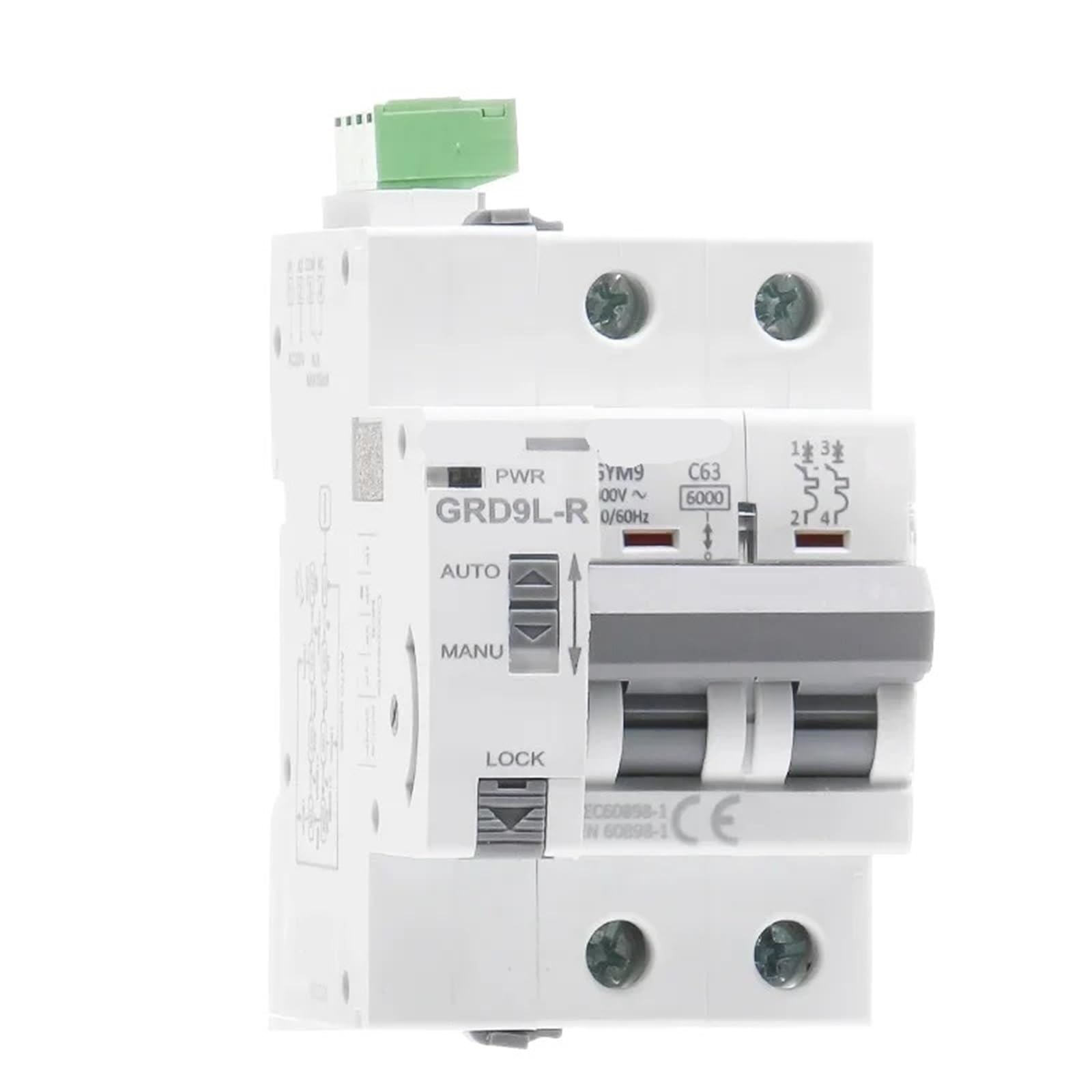 JNVFTCUX Din Rail Auto Circuit Breaker Recloser Mini GRD9L-R GYM9 2P MCB 6KA Smart with 1Pcs(-63A)