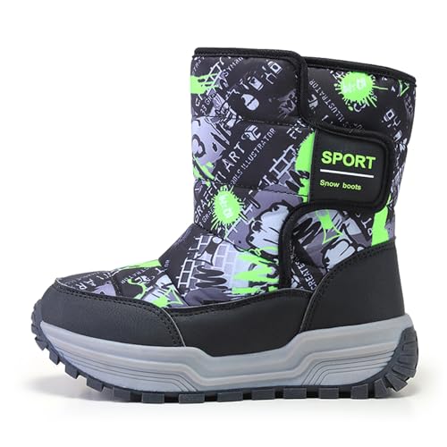 Eliogn Kids Snow Boots Faux Fur Lining Boys Girls Mid Calf Boots Waterproof Cold Weather Shoes for Winter Outdoor2