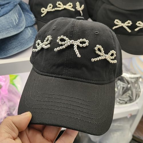 SHU GE Baseball Cap,Dance Baseball Hat for Girl Beaded Bowknot Hat Windproof Baseball Hat Spring Sun Hat Outdoor Cycling Hiking Hat4