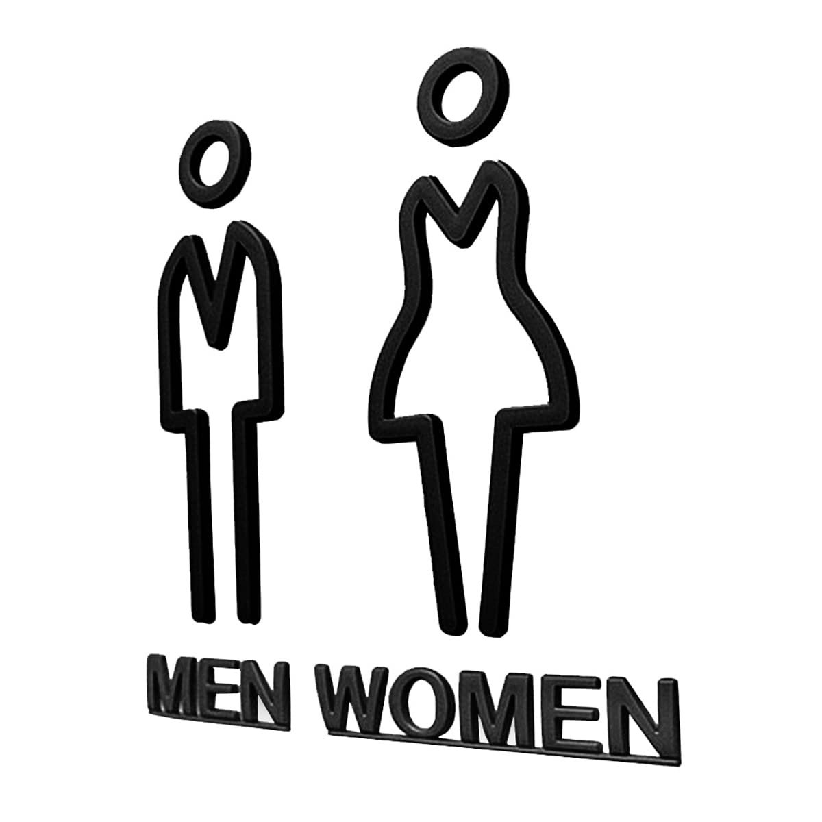 9x20cm zelfklevende toiletdeurborden voor mannen vrouwen, acryl mannelijk vrouwelijk toiletteken decor bewegwijzering voor openbaar toilet restaurant, zilver (zwart 9x20cm/3.54x7.87in