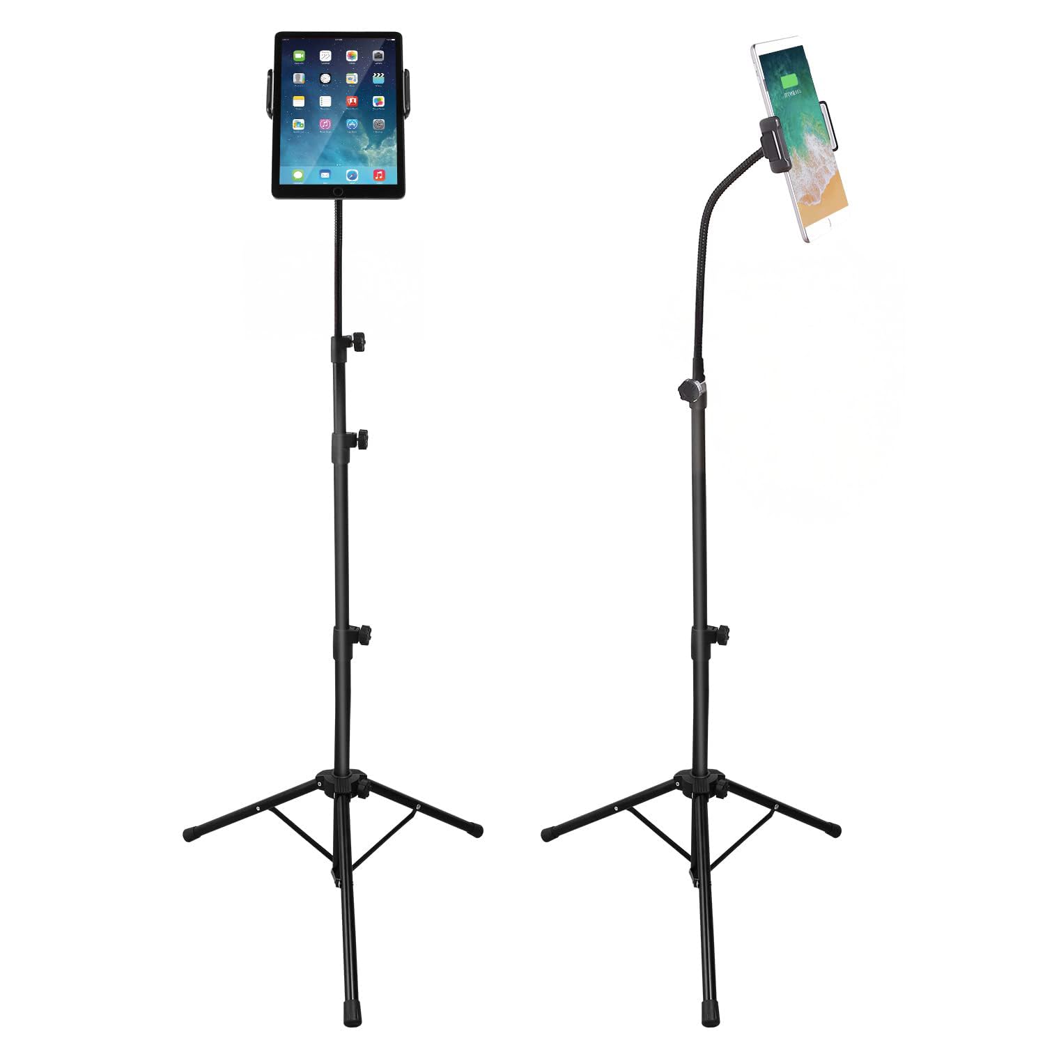 Soporte de Trípode para iPad de 63 pulgadas, Soporte de Piso para Tableta con Cuello de Cisne, Soportes con Rotación de 360° Ajustable para iPhone, iPad Mini Pro Air, Mayoría de Teléfonos y Tabletas