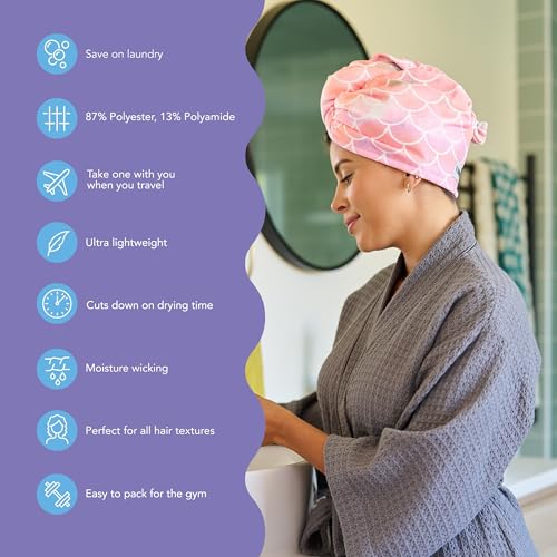 Image of Turbie Twist 2-Pack Microfiber Hair Towel for Beauty, Travel, Gifting - Hair Wrap Turban for Straight, Wavy & Curly Hair - Premium Personal Care - Mermaid