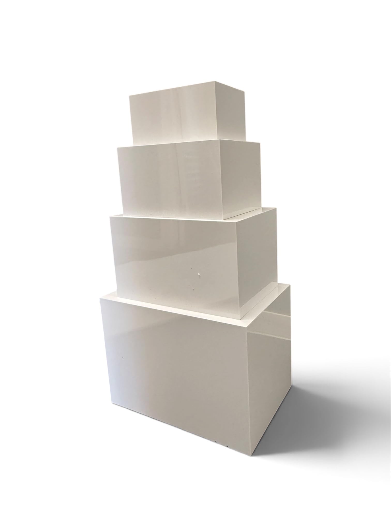 Food Risers ,Buffet Risers 4pcs Acrylic Risers Display stands ,white Acrylic Risers 4 different size ,cake stand,Dessert display stand . white colour .