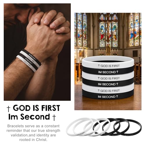 6 Pulseras religiosas cristianas de silicona miniatura 4