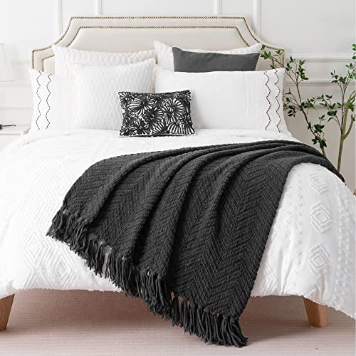 Image of BATTILO HOME Dark Grey Throw Blanket for Couch, 50 inchx60 inch