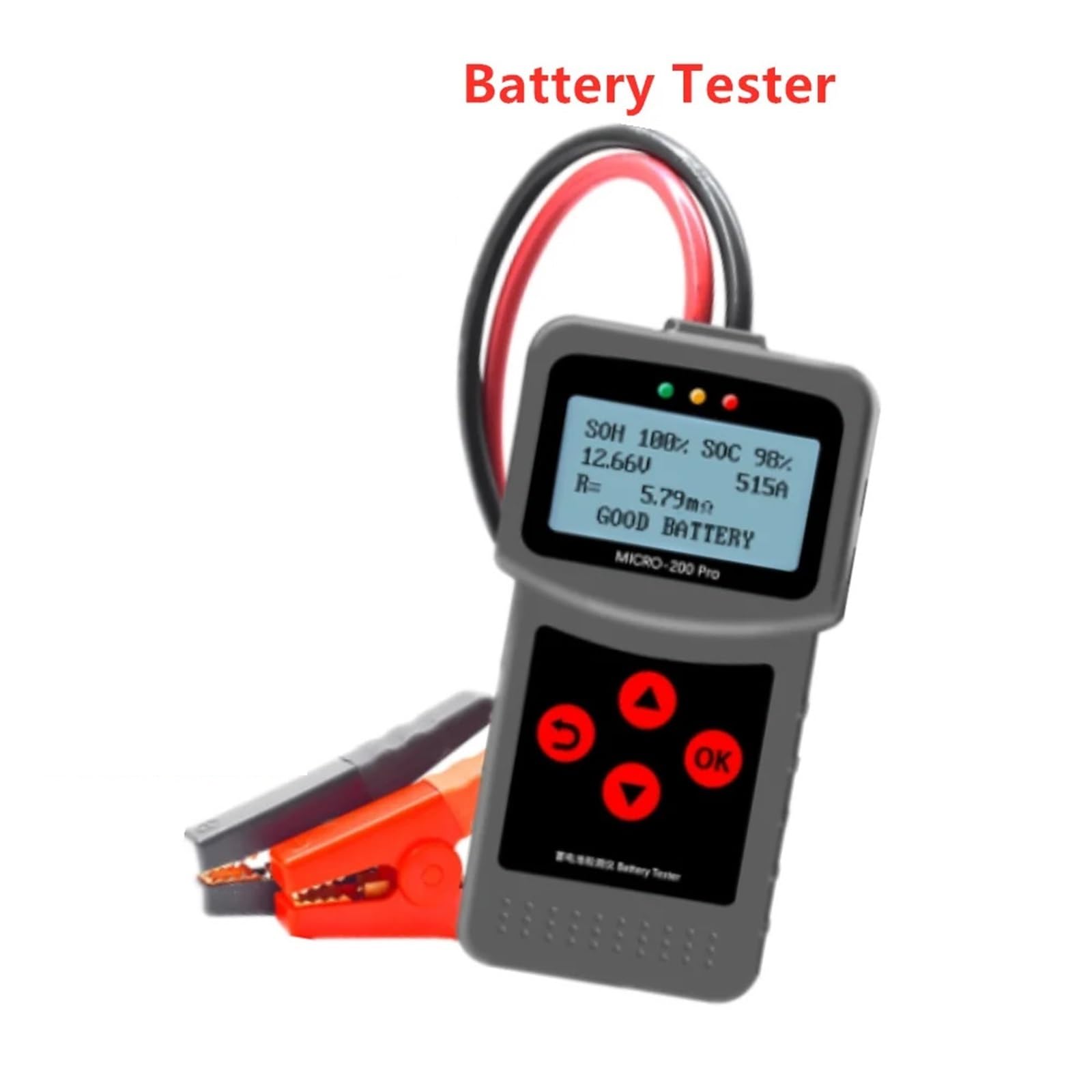 Comprobador de batería de Coche MICRO-200 Pro de 12 V y 24 V. Analizador de de batería de Carga automotriz Digital multilingüe AGM EFB Gel.