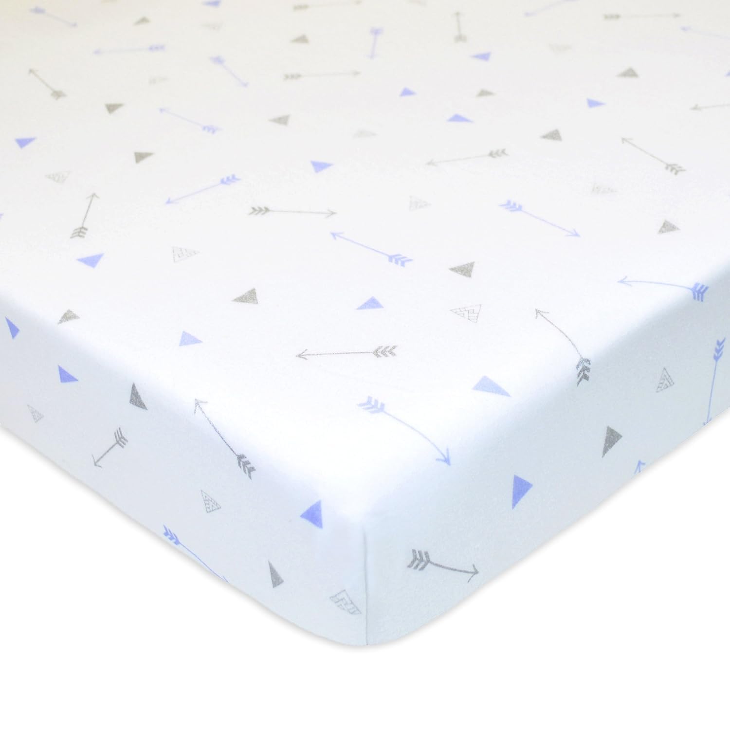 American Baby Company Printed 100% Cotton Jersey Knit Fitted Crib Sheet for Standard Crib and Toddler Mattresses, Silver Blue Arrow, for Boys and Girls — image 1