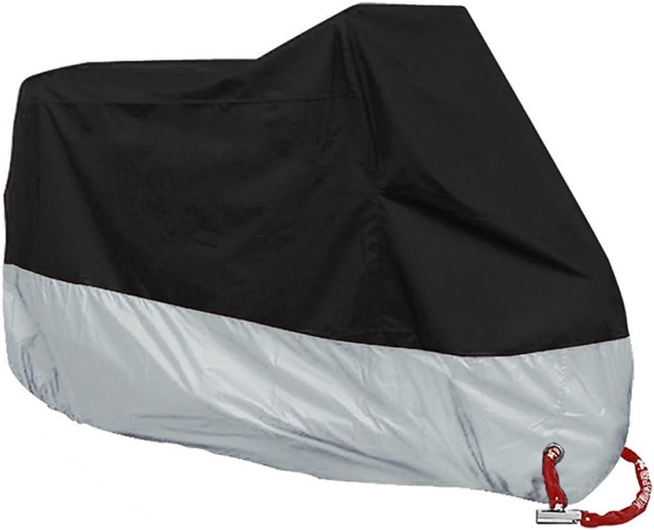 Bestland Motorcycle Cover Waterproof Dustproof UV Protection Breathable Sunblocker Motorcycle Tarpaulin Cover Outdoor Scooter Tarpaulin Black/Silver (4XL)
