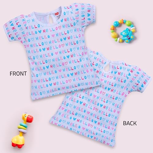 Image of LuvLap Baby Girls Regular Fit 100% Cotton Half Sleeves Girls Top Pack of 5