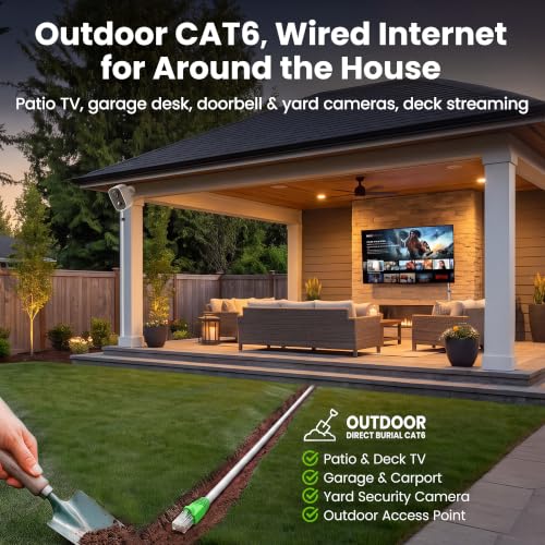 Image of GEARit Cat6 Outdoor Ethernet Cable (25ft) 23AWG Pure Copper, FTP, LLDPE, Waterproof, Direct Burial, In-Ground, UV Resistant, POE, Network, LAN, Internet, Cat 6, Cat6 Cable - 25 Feet