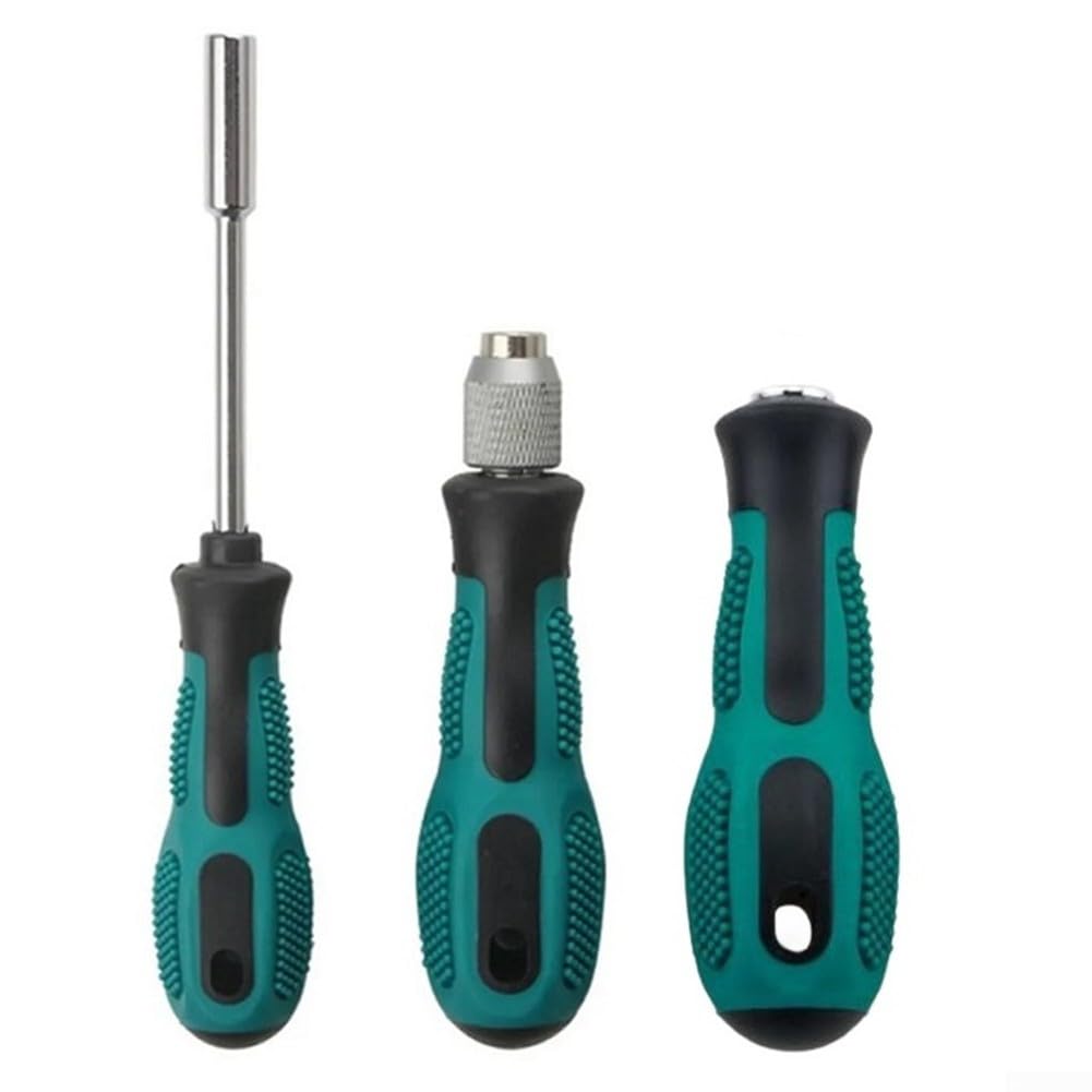 1 Set (3pcs) Quick Replacement Handle Screwdriver Handle 1/4 Inch Hex Magnetic Extension Metal+Rubber For 1/4 Inch Bits Non-slip Rubber Grip
