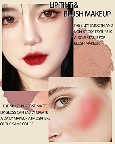 Velvet Lip Mud Tinted, Matte Lip Cream Lip Gloss, Velvet Matte Finish, Blendable High-Pigmentation Silky Creamy Texture, Lightweight, Soft Lipstick,Thanksgiving Makeup Gift for Women Girl-#04
