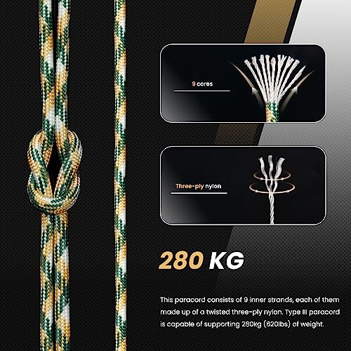 Abma Cord Paracord 620 lbs 4mm 9 Strands 100% Nylon 30M - Front Range Camo, Military-front Range Camo, 30 Meters - Image 3