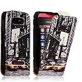  Seluxion – Funda con tapa para Nokia Asha 306, diseño de Times Square