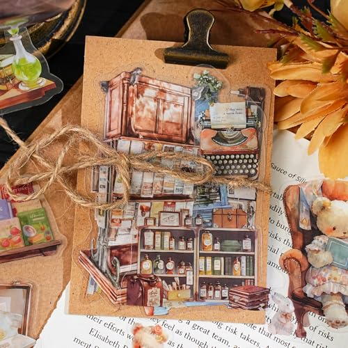 Image of 120Pcs Iandscape Stickers for Scrapbooking,Self-Adhesive Transparent Iandscape Stickers Scrapbook Supplies Journaling Supplies for Adult Card Making Letters DIY Water Bottle Cards Decoration