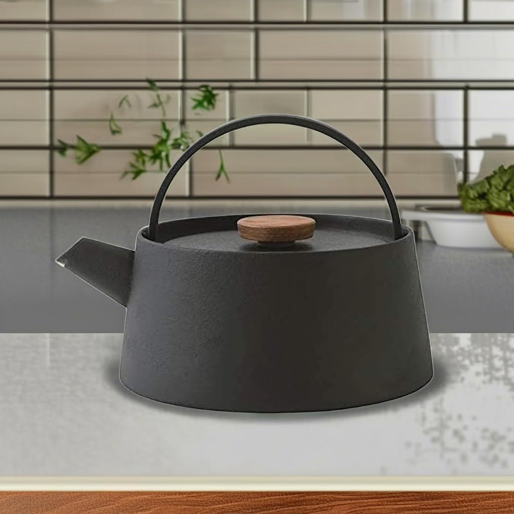 Ikenaga Ironworks New tetu Nambu Ironware Iron Kettle, Made in Japan, 3.3 gal (1 L), Induction and Gas Stoves, Iron Supplement