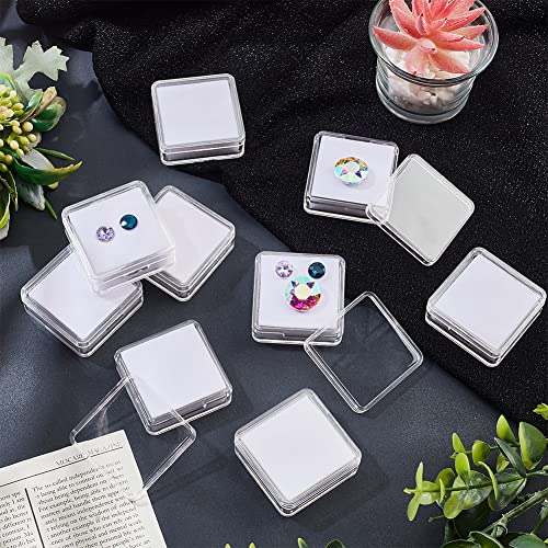Nbeads 12 Pcs Gemstone Display Box, 1.6X1.6X0.6 Transparent Acrylic Square Jewelry Display Container Diamond Storage Box With Clear Top Lids And White Sponge For Bare Stone Naked Diamond thumb #4