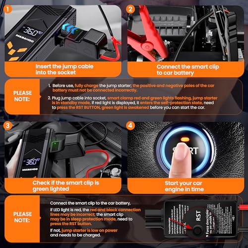 Portable 3000A Jump Starter with Air Compressor and LCD Display for Cars and Trucks
