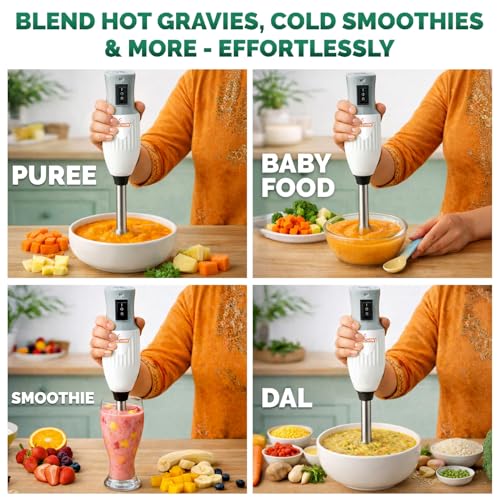 Image of Kanchan Majesty Hand Blender with 3 Stainless Steel Blades Mincer, Whisking, Beater | Electric Blender for Kitchen with Low Noise Powerful 180W Copper Motor 2-Speed Control - 2 Year Warranty(Gray)