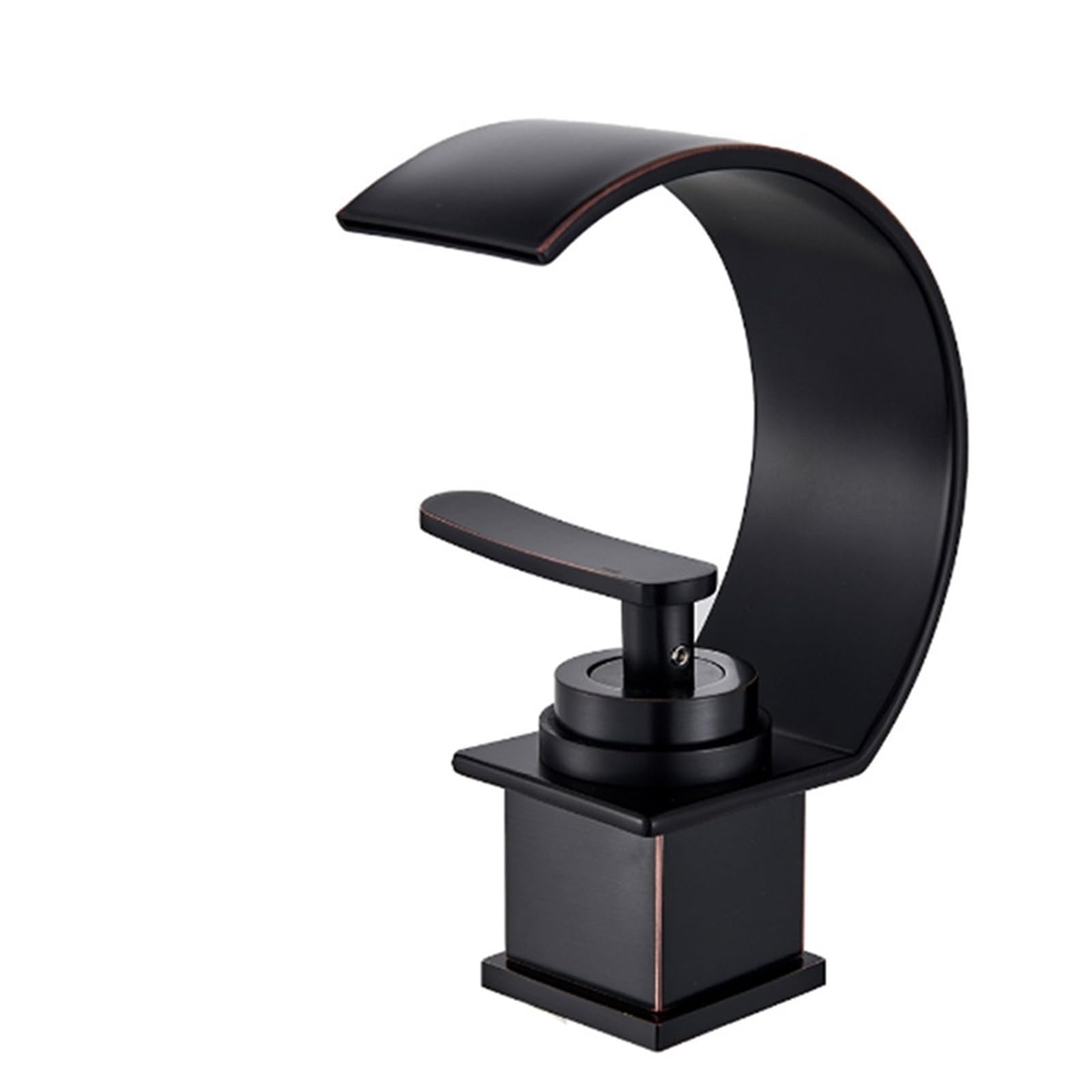 Robinet de lavabo cascade noir bronze pour salle de bains moderne