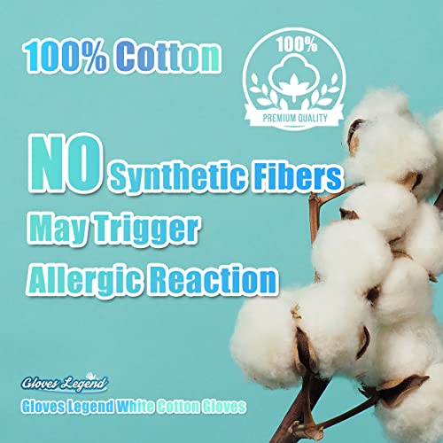 12 Pairs (24 Gloves)- Gloves Legend 100% Cotton White Gloves For Work Safety Jewelry Coin Silver Inspection - Size Medium #TOP2