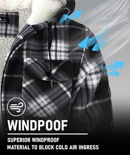 GEEK LIGHTING Men's Flannel Shirts Jacket Sherpa Lined Fleece Plaid Hoodie Long Sleeve Winter Warm Coat3